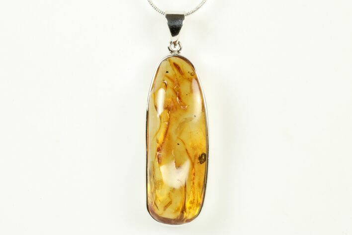 Polished Baltic Amber Pendant (Necklace) - Sterling Silver #240306